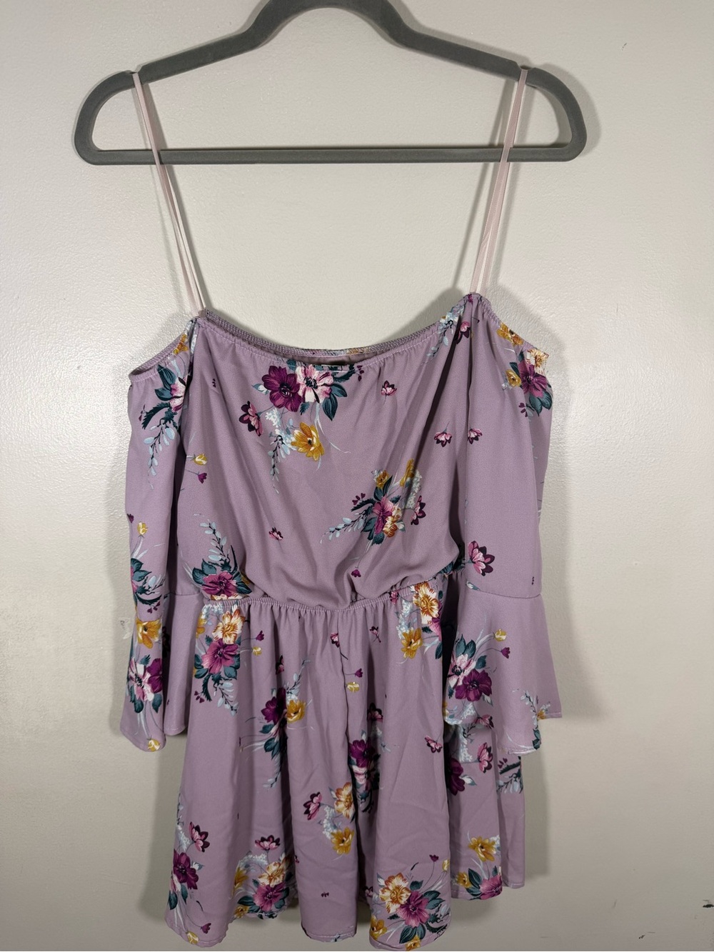 Windsor Lavender Floral Cold-Shoulder Mini Dress